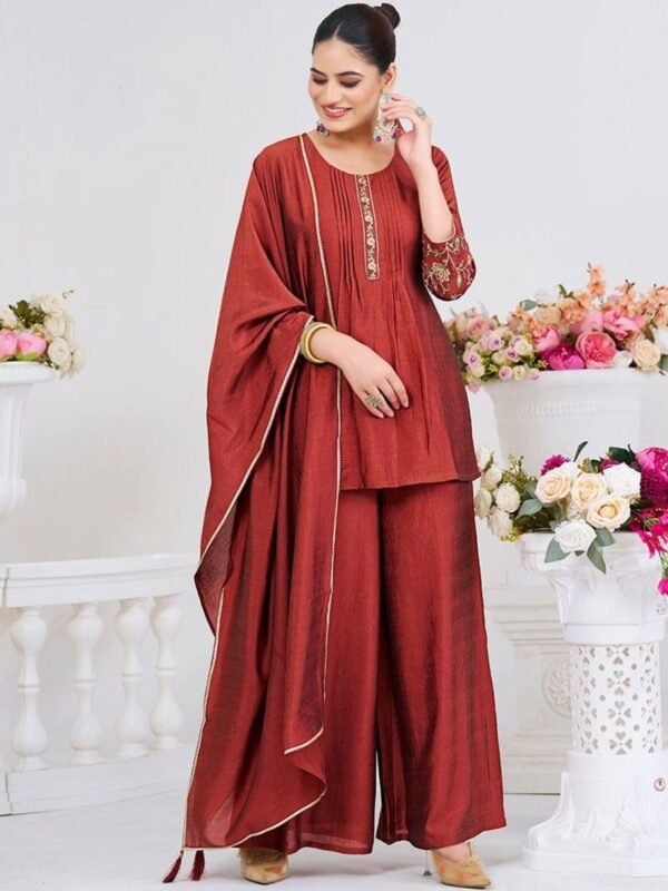 Navya Kurti 260 Vichitra Silk Embroidered Kurti With Bottom Dupatta