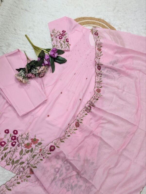 Qtnesh 124 And 125 Viscose Chanderi Silk Sequence Embroidered Kurti With Bottom Dupatta