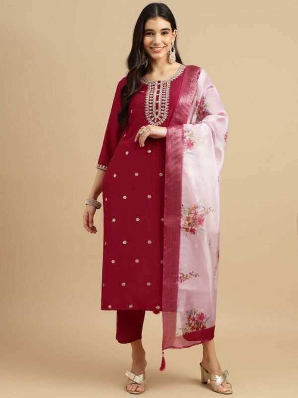 Organza Coding Rayon Slub Kurti Bottom With Dupatta