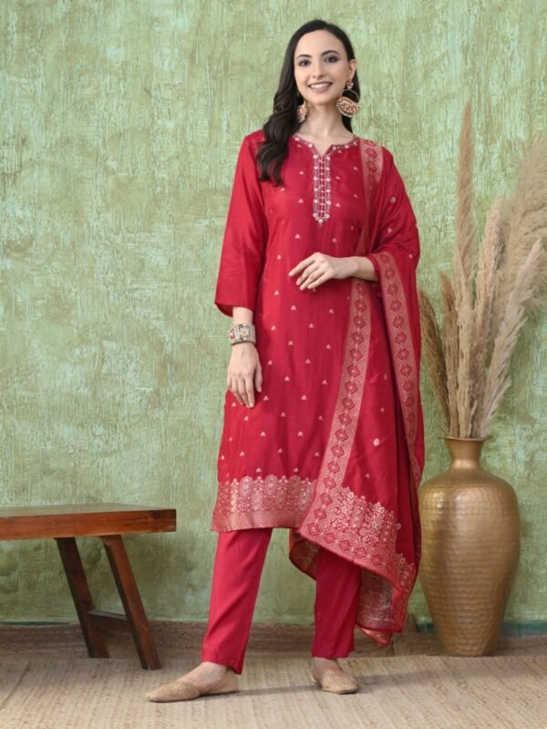 Hr R 1731 Dola Jacquard Kurti With Bottom Dupatta Collection