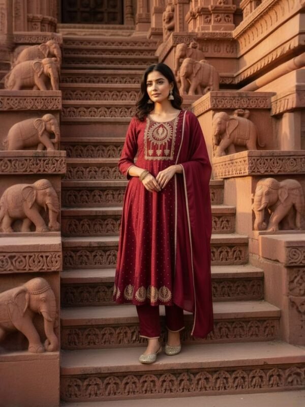 Navya Kurti 232 Vichitra Silk Embroidery Worked Kurti With Bottom Dupatta