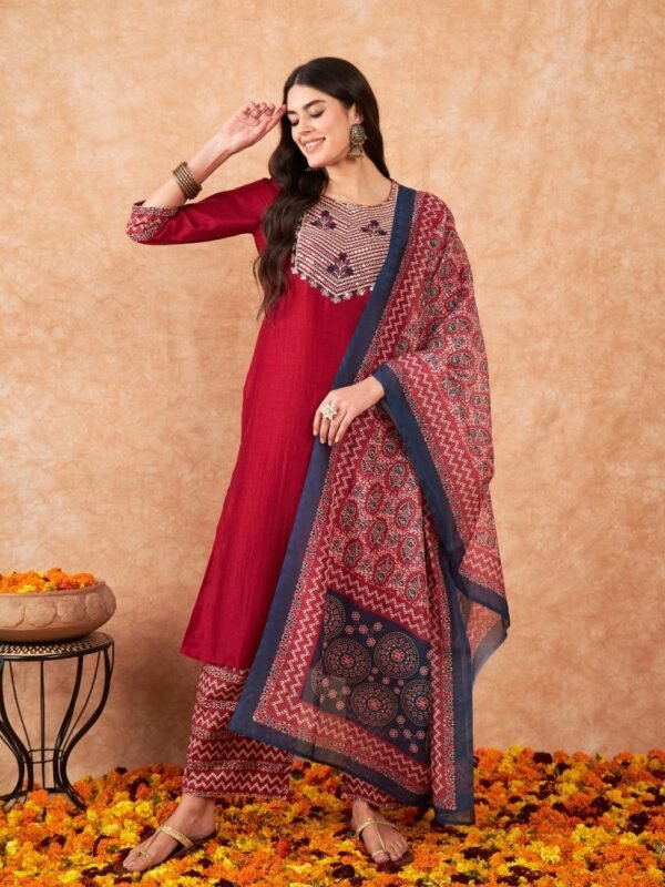 Indo Era 2411 Embroidered Sequence Kurta With Plazzo And Dupatta