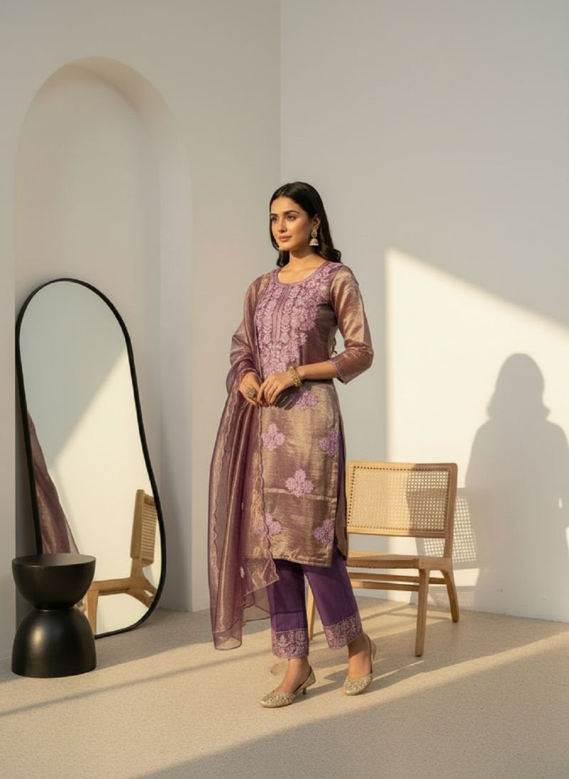 Navya Kurti 225 Party Wear Embroidery Worked Twill Net With Pant And Dupatta Set