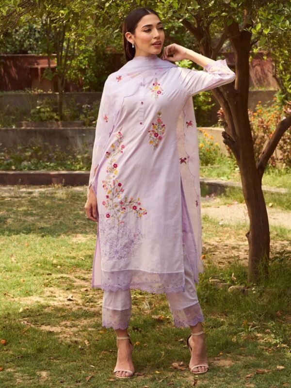 Indo Era 2476 Floral Embroidery Cotton Kurti Bottom With Dupatta