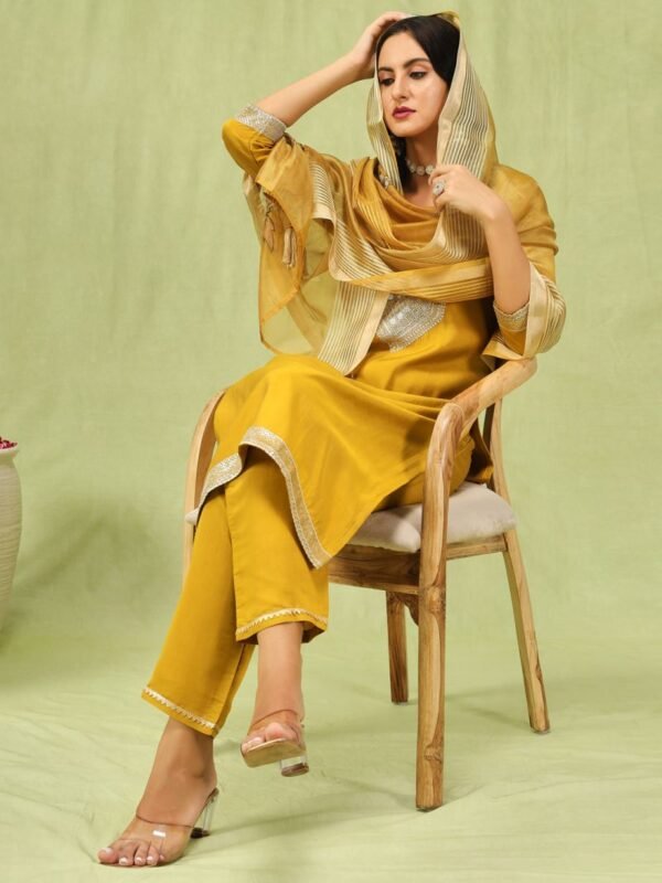Vp 9585 Viscose Roman Silk Embroidered Kurta Pant With Dupatta