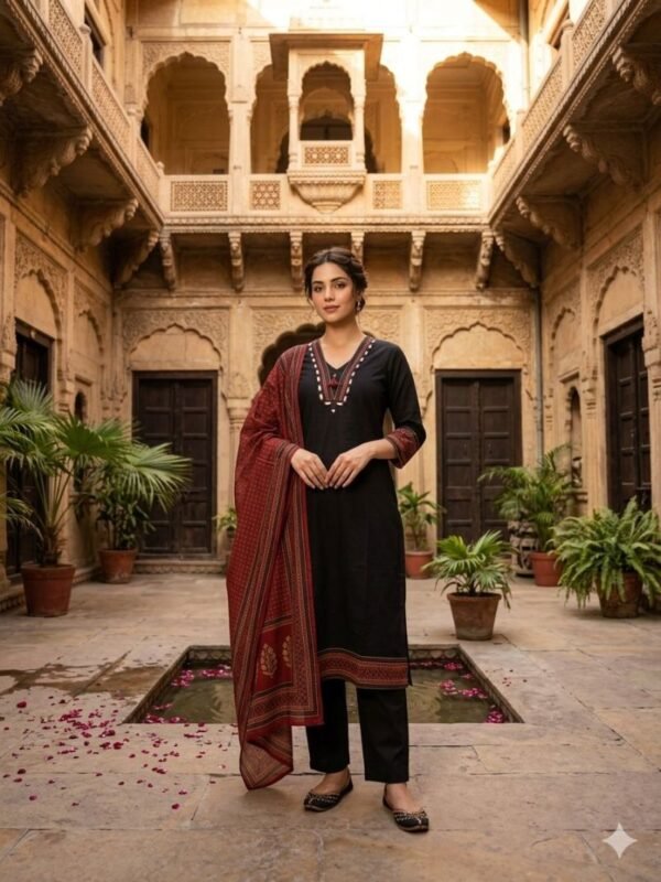 Naisha K 809 Cotton Real Mirror Work Kurti With Pant Dupatta Collection