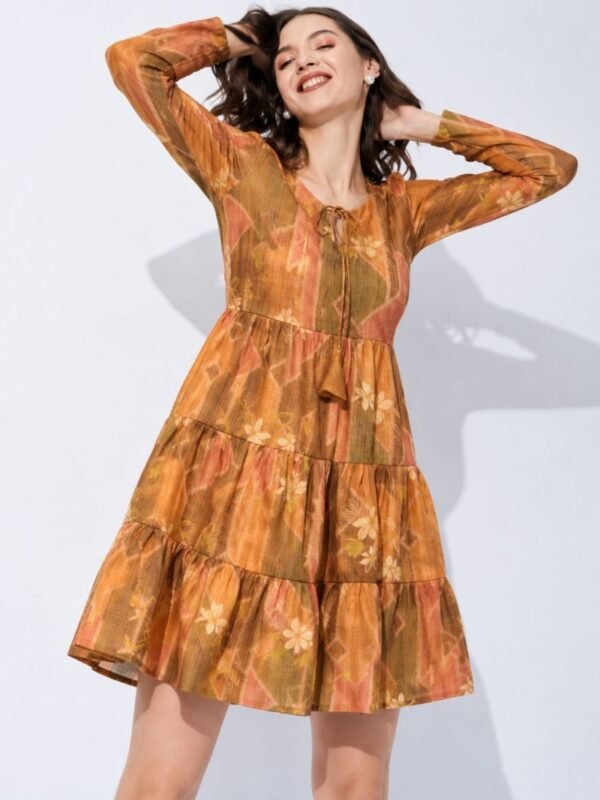 S 5111 Brown Viscose Floral Print One Piece Collection