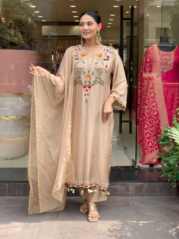 Dhumadhuri 01 Pv Chanderi Designer Kurti With Pant Dupatta Collection