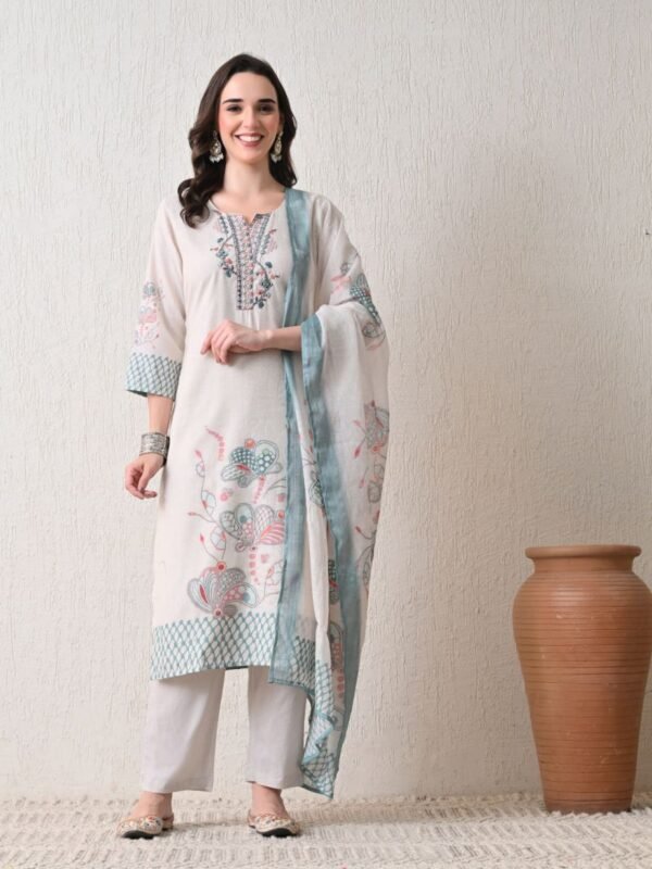 Hr 1502 Poly Flex Printed Kurti And Bottom Dupatta Collection