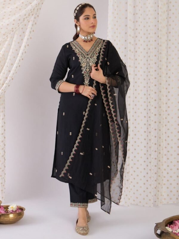 Indo Era 2561 Silk Embroidered Kurti Bottom With Dupatta