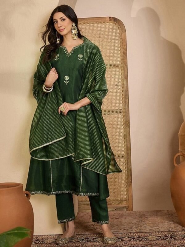 Navya Kurti 230 Shimmer Silk Blend Embroidery Worked Kurti With Bottom Dupatta