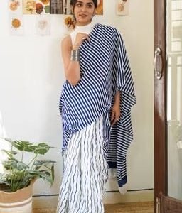 Vasanti Mulmul Cotton Saree with Unstitched Blouse