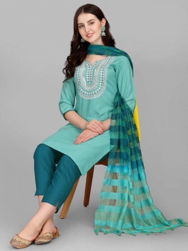 Eliza 01 Ethnic Wear Slub Cotton Kurti Pant With Dupatta