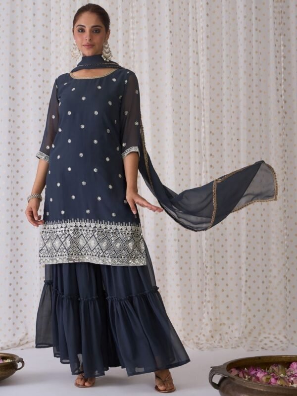 Indo Era 2482 Georgette Kurti Bottom With Dupatta