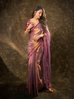 Attractive Wine Fendy Silk Saree with Unstitched Blouse - Image 2
