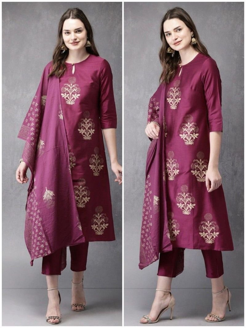 Shree Foil Cotton Kurti Bottom With Dupatta Collection - Image 2