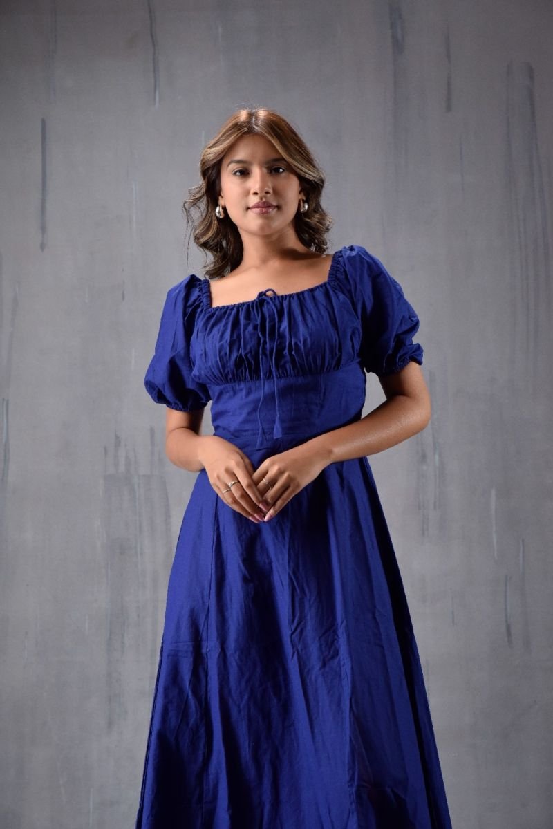 Vw 418 Cotton Royal Blue Casual Wear One Piece Dress - Image 2
