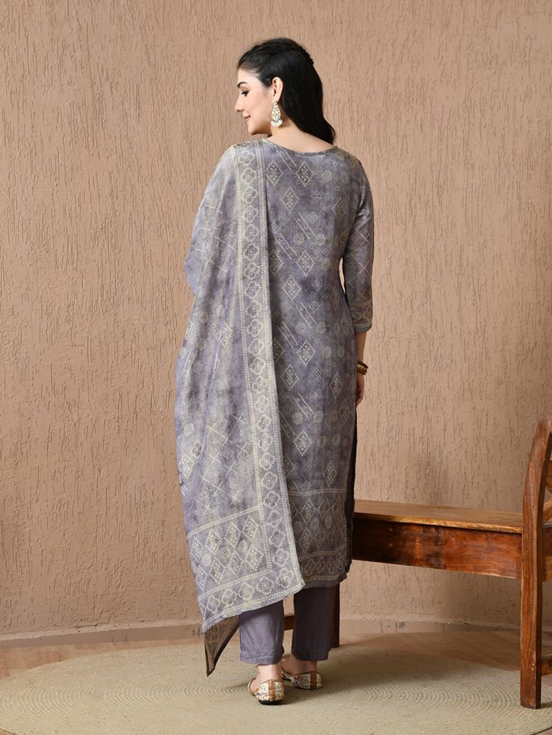 Hr R 1156 Shimmer Bandhani Printed Kurti With Pant Dupatta - Image 3