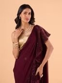 Rue De Ruffles Wine Georgette Sequined Ruffle SareeGGRRSAR06 (Free Size) - Image 3