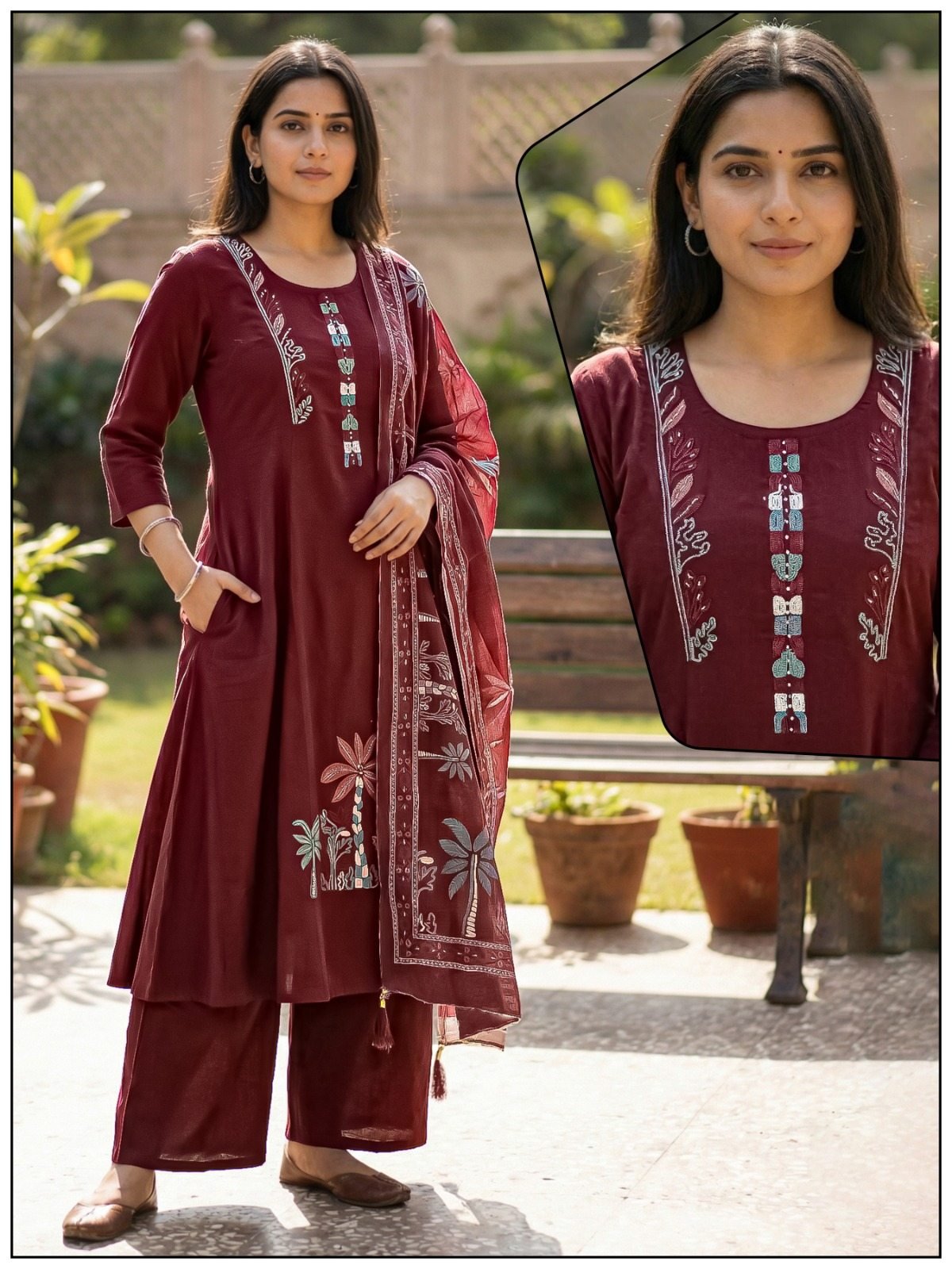 Naisha K 732 Cotton With Work Festival Wear Kurti Pant And Dupatta Collection - Image 3