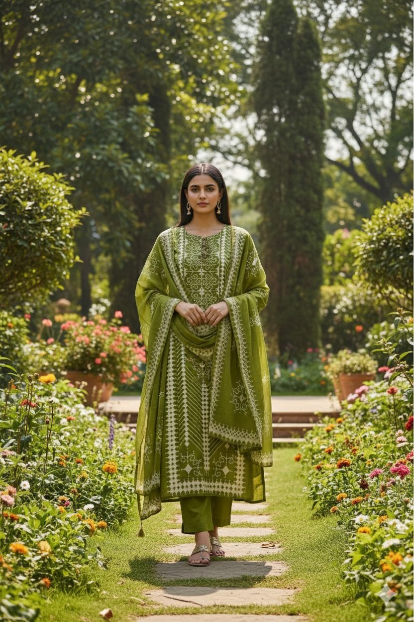 Naisha K 663 Cotton With Handwork Festival Wear Top Bottom And Dupatta - Image 3